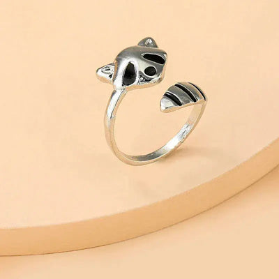 Adjustable Raccoon Ring made of 925 Sterling Silver