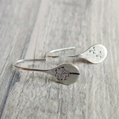 925 Sterling Silver Dandelion Leaf Earrings