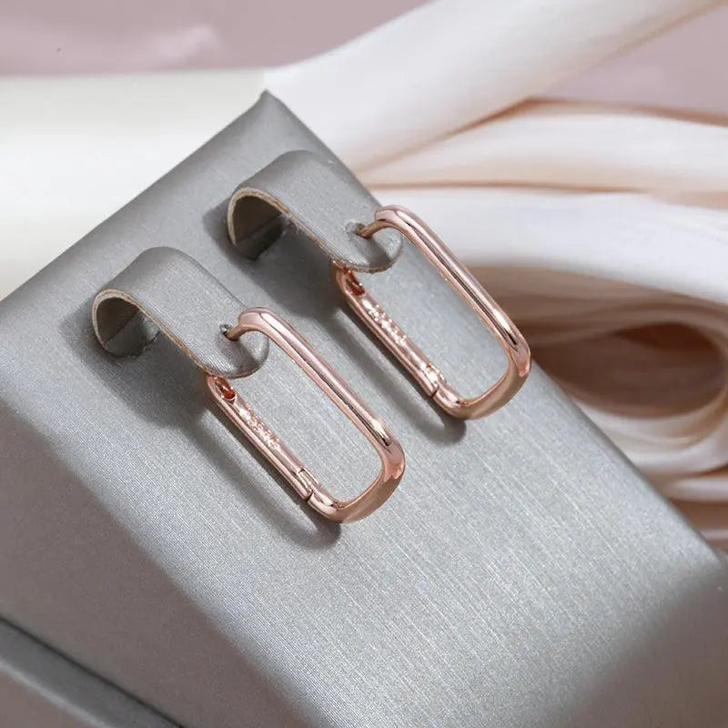 Simple Elegant Earrings with Zirconia in Gold