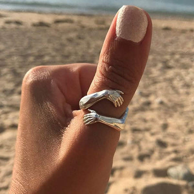 Adjustable Silver Ring "Embrace