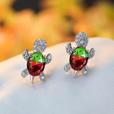 Sea Turtle Earrings made of Zirconium and Silver