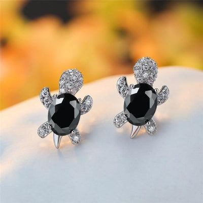 Sea Turtle Earrings made of Zirconium and Silver